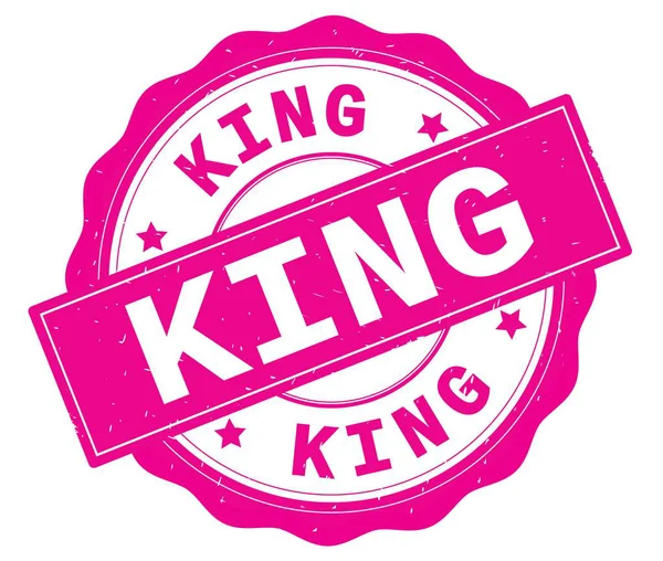 Król tekst, napisany na różowy odznaka okrągły. — Zdjęcie stockowe