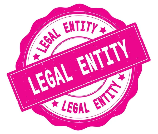 Právní Entity text, napsaný na růžové kolo odznaku. — Stock fotografie