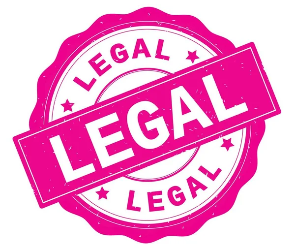 Texto LEGAL, escrito en rosa insignia redonda . —  Fotos de Stock