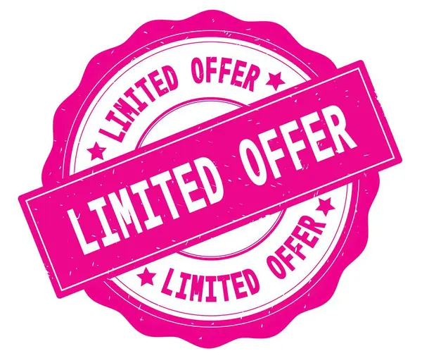 LIMITED OFFER text, written on pink round badge. — Stock Photo, Image