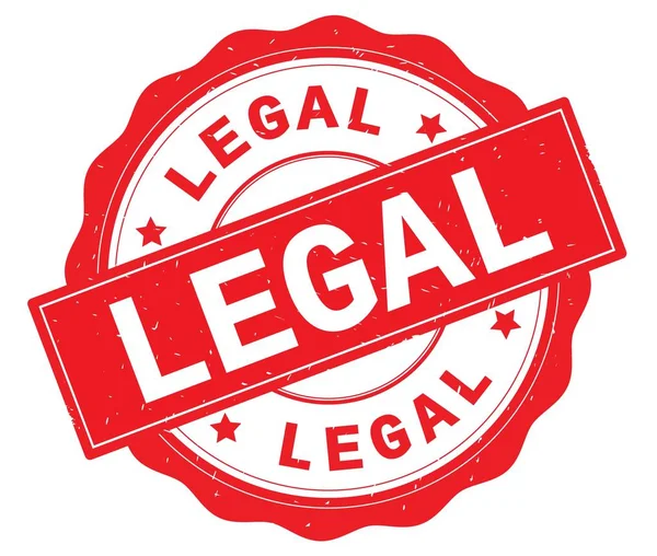 Texto LEGAL, escrito en la insignia redonda roja . —  Fotos de Stock
