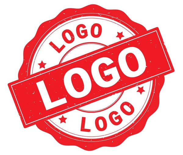 LOGO text, written on red round badge. — Stock Photo, Image