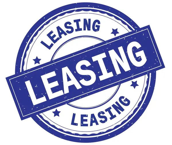 Leasing, psaný text na modré kulaté razítko. — Stock fotografie