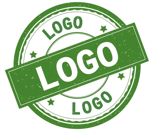 LOGO , written text on green round rubber stamp. — Stock Photo, Image