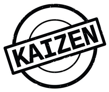 Kaizen metin, siyah daire basit damga yazılmış.