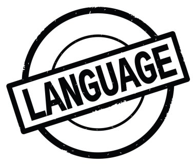 Siyah daire basit damgası yazılı dilde metin.