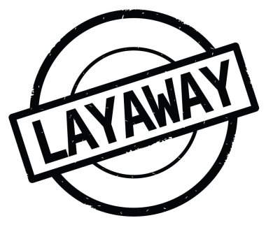 Siyah daire basit damgası yazılmış layaway metni.