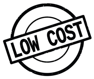 Düşük maliyetli metin, siyah daire basit damga yazılmış.