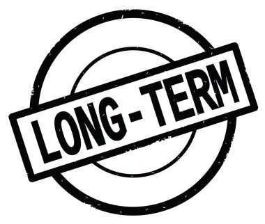 Siyah daire basit damgası yazılı uzun vadeli metin.