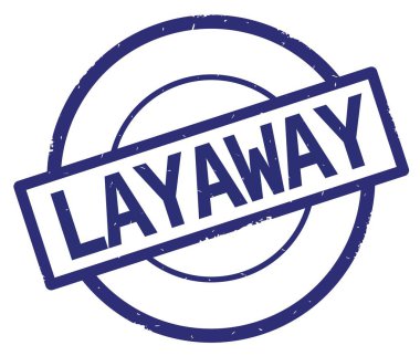 Mavi daire basit damgası yazılmış layaway metni.