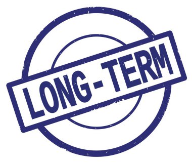 Mavi daire basit damgası yazılı uzun vadeli metin.