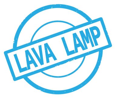 Lav lambası metin, camgöbeği basit daire damga yazılmış.