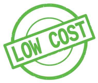 Düşük maliyetli metin, yeşil daire basit damga yazılmış.