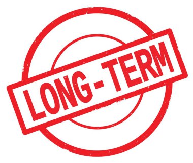 Kırmızı daire basit damgası yazılı uzun vadeli metin.