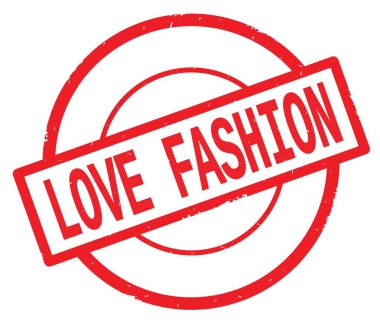 Kırmızı daire basit damgası yazılmış aşk moda metni.