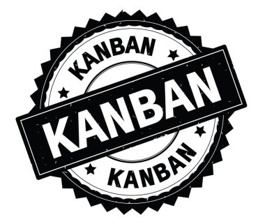 Kanban siyah metin damgası, zig zag kenarlıklı yuvarlak.