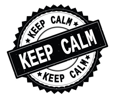 Sakin siyah metin yuvarlak tutmak damga, zig zag kenarlıklı.