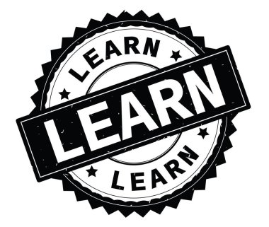 Siyah öğrenmek metin damgası, zig zag kenarlıklı yuvarlak.