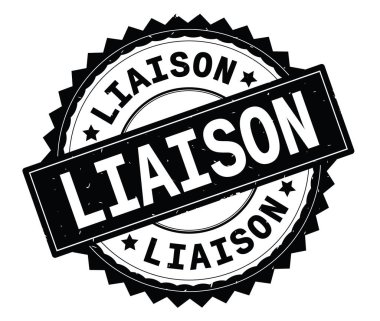 İrtibat siyah metin damgası, zig zag kenarlıklı yuvarlak.