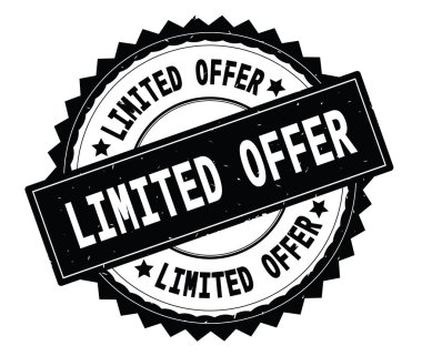 Sınırlı teklif siyah metin damgası, zig zag kenarlıklı yuvarlak.