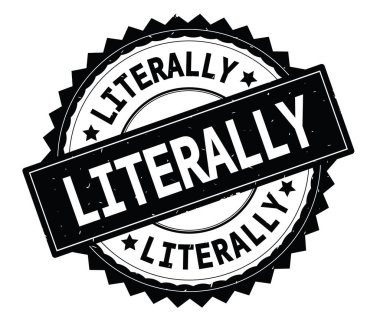 Kelimenin tam anlamıyla siyah metin damgası, zig zag kenarlıklı yuvarlak.