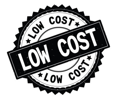 Düşük maliyetli siyah metin damgası, zig zag kenarlıklı yuvarlak.