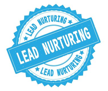 Kurşun Nurturing mavi metin damgası, zig zag kenarlıklı yuvarlak.