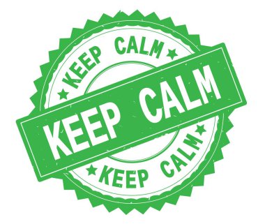 Sakin yeşil metin yuvarlak tutmak damga, zig zag kenarlıklı.