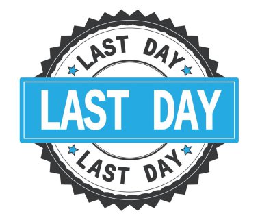 Geçen gün metin gri ve mavi yuvarlak damga, zig zag kenarlıklı üzerinde.