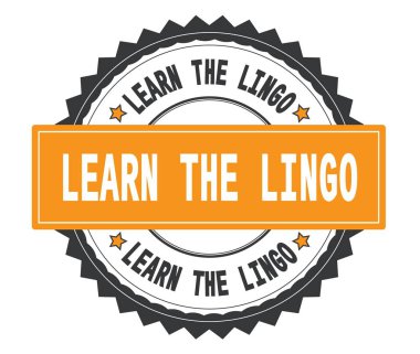 Lingo metin gri ve turuncu yuvarlak damga, zig za ile Tarih öğrenmek