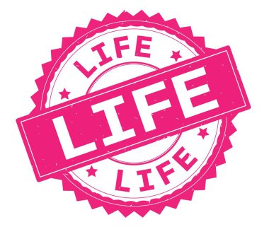 Hayat pembe metin damgası, zig zag kenarlıklı yuvarlak.