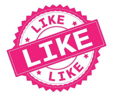 Gibi pembe metin damgası, zig zag kenarlıklı yuvarlak.