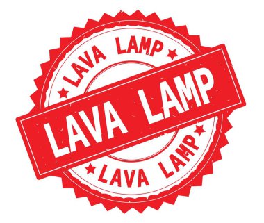 Lav lambası kırmızı metin damgası, zig zag kenarlıklı yuvarlak.