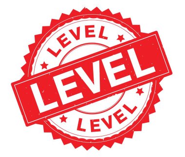 Düzey kırmızı metin damgası, zig zag kenarlıklı yuvarlak.