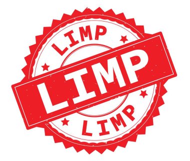 Gevşek kırmızı metin damgası, zig zag kenarlıklı yuvarlak.