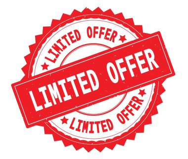 Sınırlı teklif kırmızı metin damgası, zig zag kenarlıklı yuvarlak.