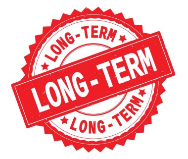 Uzun dönem kırmızı metin damgası, zig zag kenarlıklı yuvarlak.