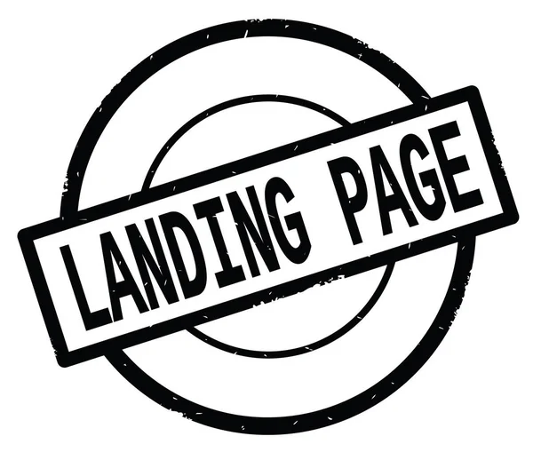 LANDING PAGE text, written on black simple circle stamp. — Stock Photo, Image