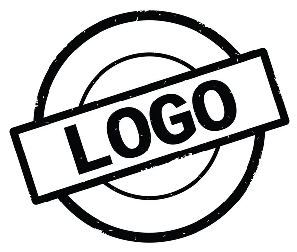 LOGO text, written on black simple circle stamp. — Stock Photo, Image