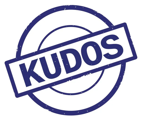 Texto KUDOS, escrito em azul selo círculo simples . — Fotografia de Stock