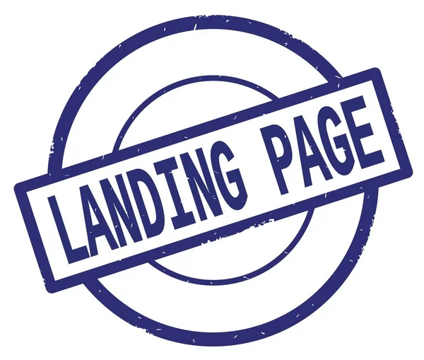 LANDING PAGE texto, escrito en azul simple círculo sello . —  Fotos de Stock