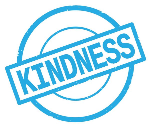 KINDNESS text, written on cyan simple circle stamp.