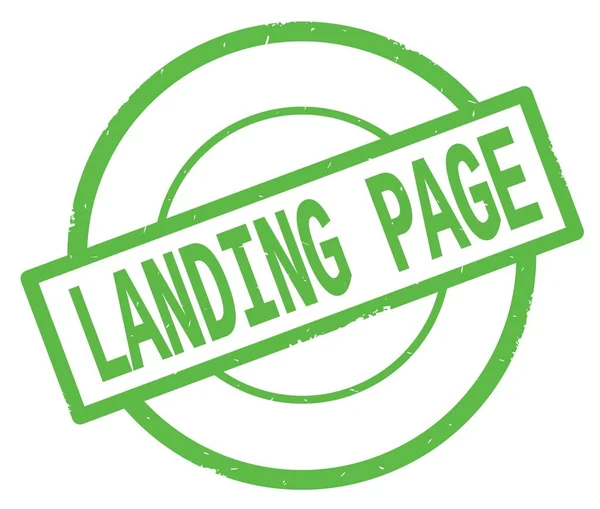 LANDING PAGE texto, escrito en verde sello círculo simple . — Foto de Stock