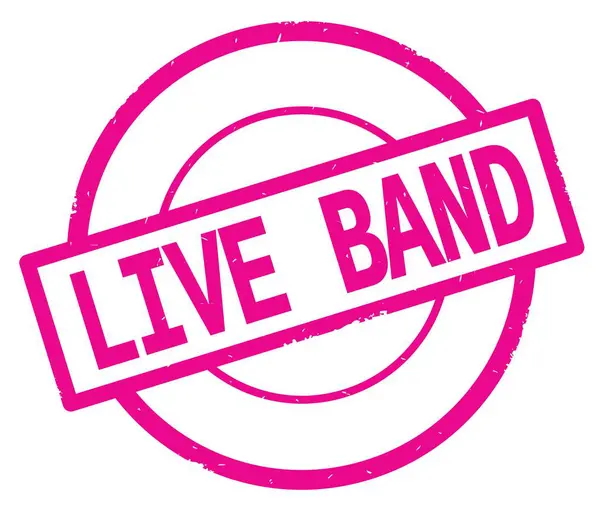 Live Band text, skriven på rosa enkel cirkel stämpel. — Stockfoto