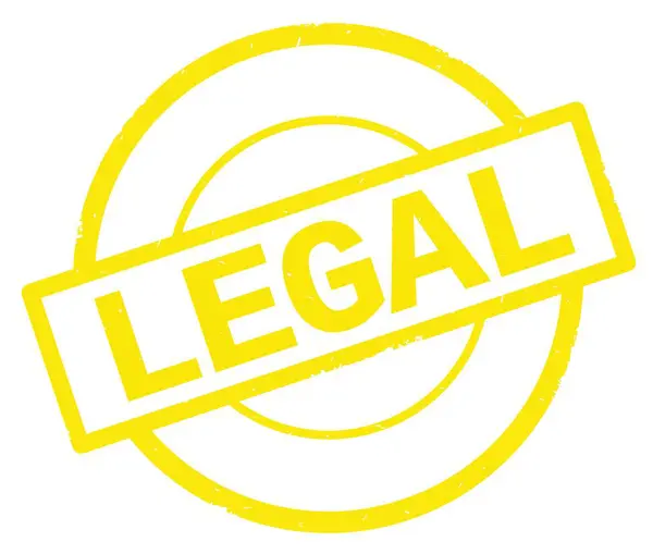 Tekst prawny, napisany na znaczek żółty okrąg proste. — Zdjęcie stockowe