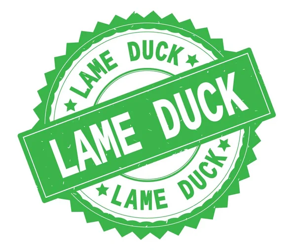 Tekst lame Duck zielony okrągły znaczek, zig zag obramowaniem. — Zdjęcie stockowe