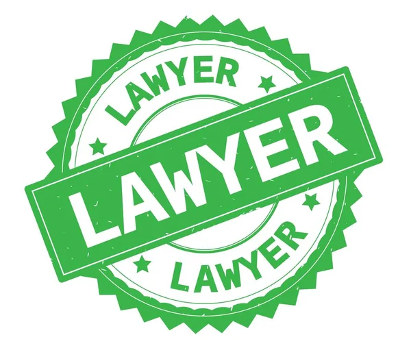 Ügyvéd zöld szöveg kerek bélyegző, zig zag szegéllyel. — Stock Fotó