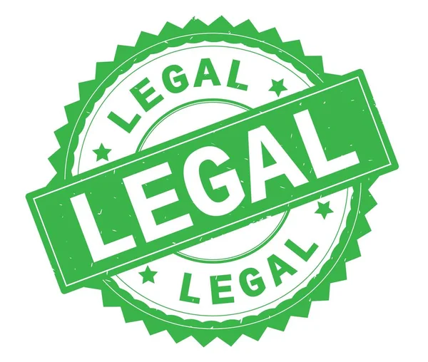 LEGAL green text round stamp, with zig zag border. — Stock Photo, Image