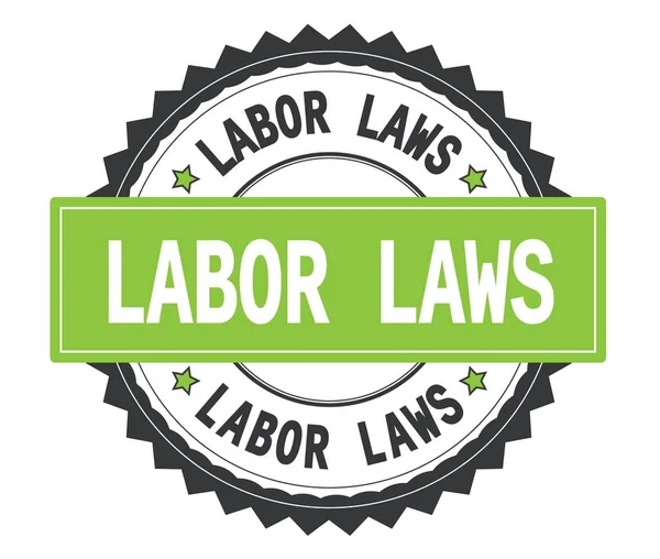 LABOR LAWS text on grey and green round stamp, with zig zag bord — Stock Photo, Image