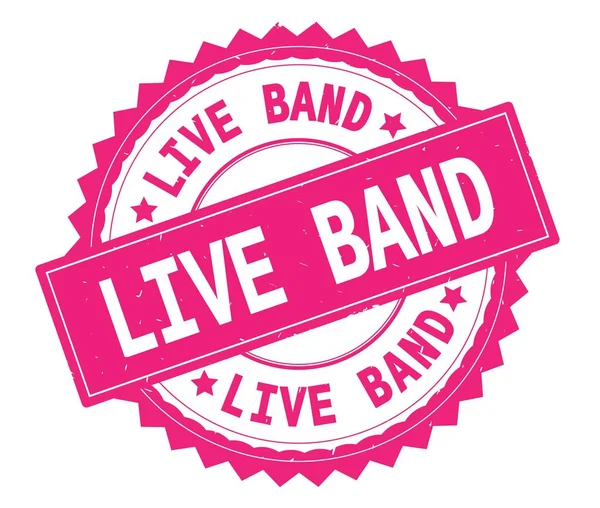 Live Band rosa text rund stämpel, med zig zag kant. — Stockfoto